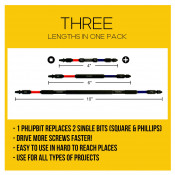 PHLiPBiT Double End Impact Drive Bit Red 4 6 10" (3pc Set) 2