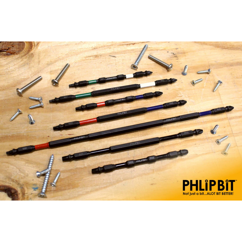 PHLiPBiT Square & Phillips Impact Drive Bit 4" No 2 (5pk)