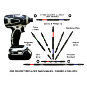 SQPH iMPACT URADIYr Square and Phillips Drive Bits 4" (3pc Set) 2