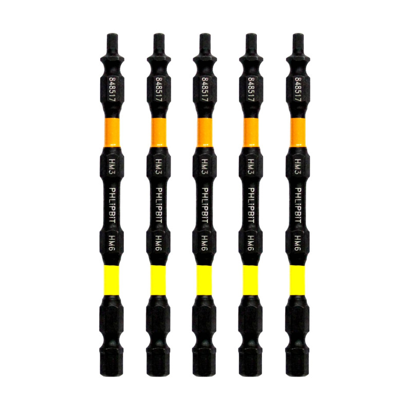 PHLiPBiT 4" Hex 3 & Hex 6 Double Ended Impact Drive Bits (5/pk)