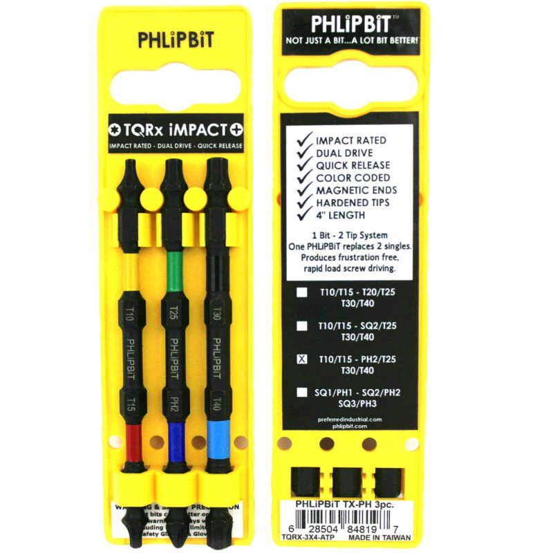 TQRx iMPACT Star and Phillips Drive Bits 4" (3pc Set)